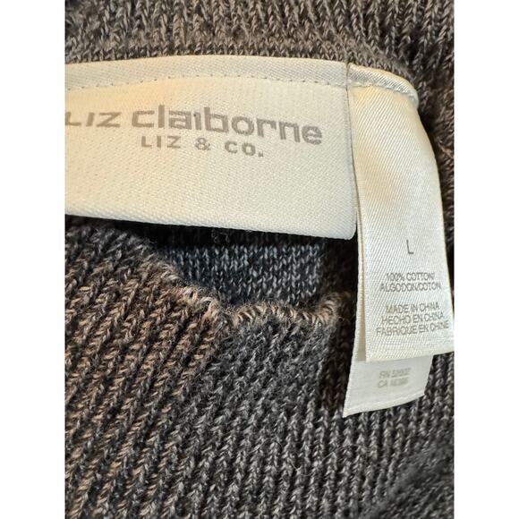 Vintage Liz Claiborne Liz & Co Gray 100% Cotton Sweater Vest Size Large - Picture 5 of 5